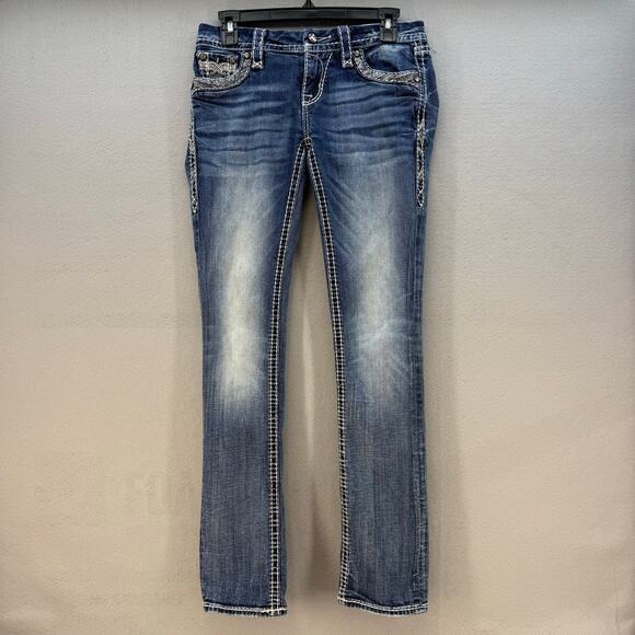 Rock Revival Denim - Rock Revival Jeans Women's 25(2) Blue Jazlyn Easy Straight Sequin Embellished